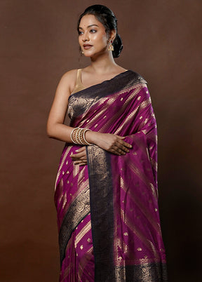 Purple Dupion Silk Saree With Blouse Piece