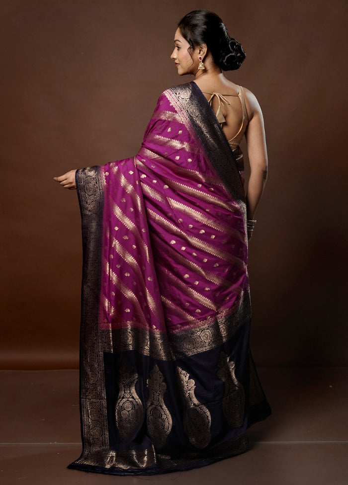 Purple Dupion Silk Saree With Blouse Piece