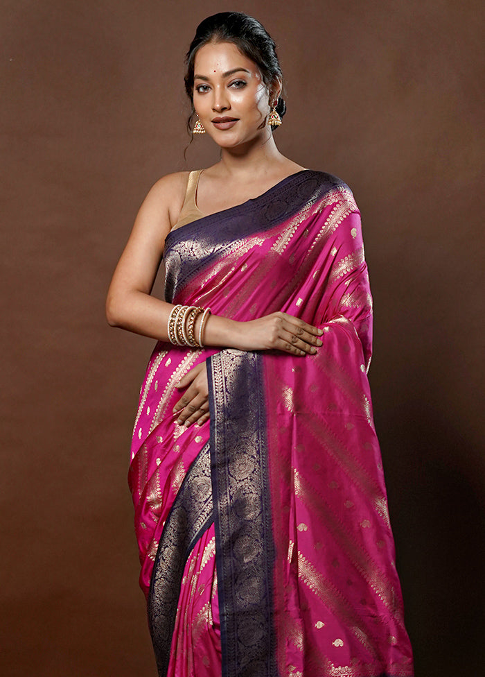 Pink Dupion Silk Saree With Blouse Piece