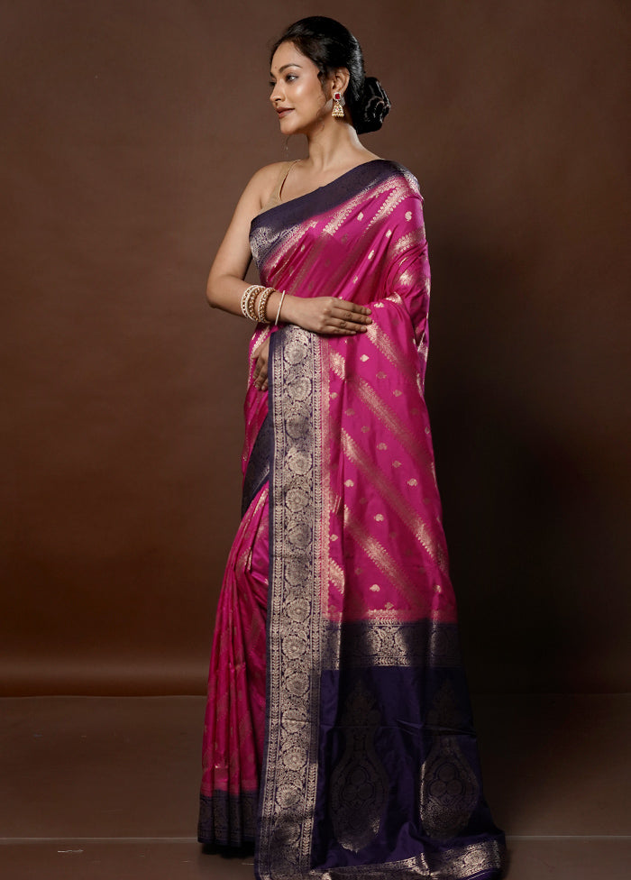 Pink Dupion Silk Saree With Blouse Piece