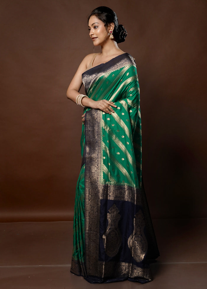 Green Dupion Silk Saree With Blouse Piece