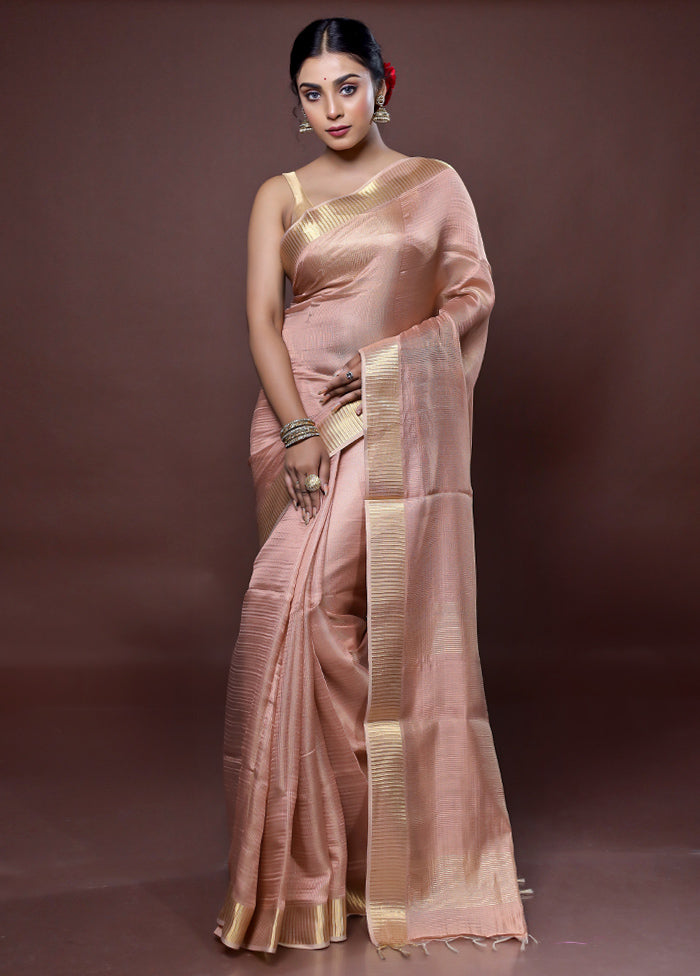 Pink Tissue Silk Saree With Blouse Piece