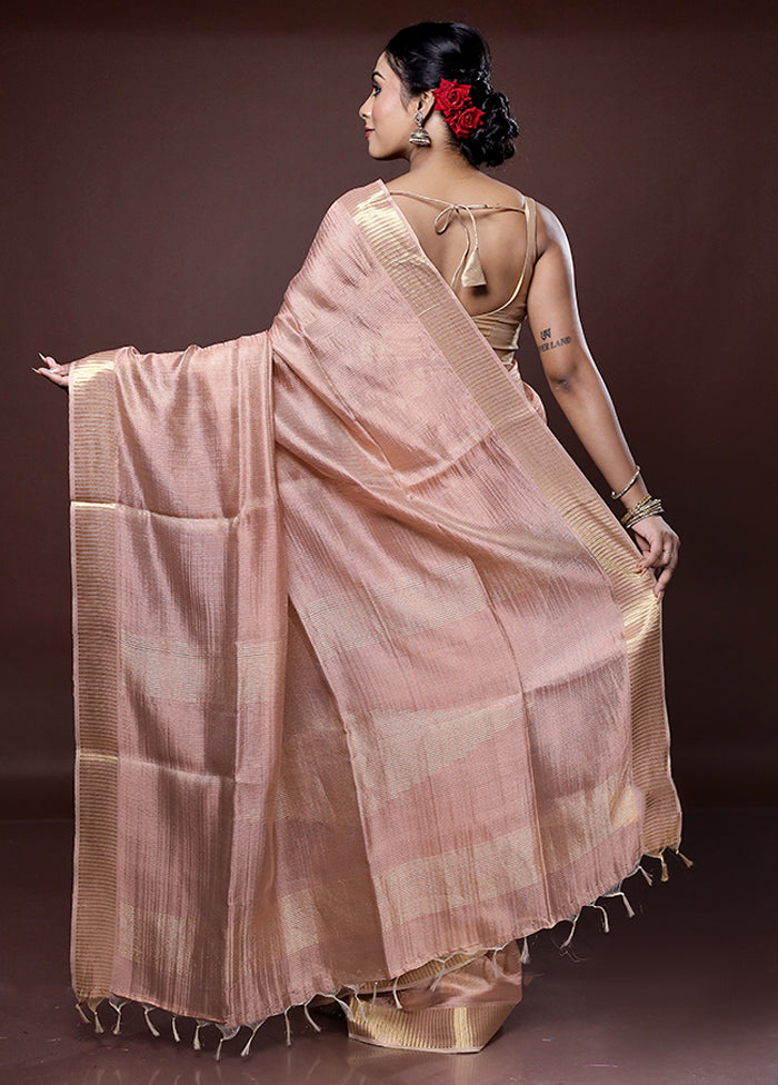 Pink Tissue Silk Saree With Blouse Piece