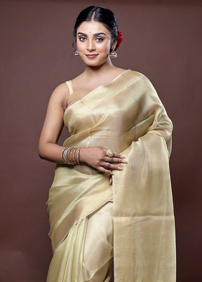 Golden Tissue Silk Saree With Blouse Piece