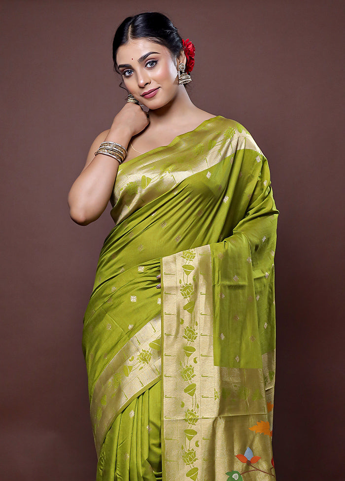 Green Dupion Silk Saree With Blouse Piece