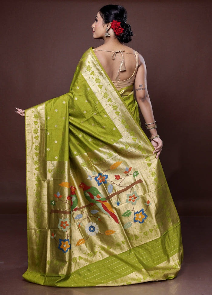 Green Dupion Silk Saree With Blouse Piece