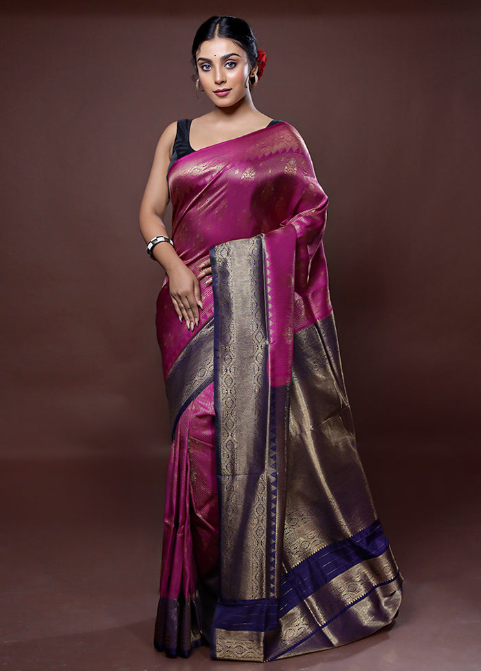 Purple Dupion Silk Saree With Blouse Piece