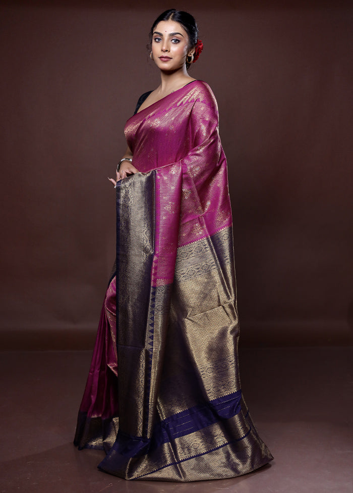 Purple Dupion Silk Saree With Blouse Piece