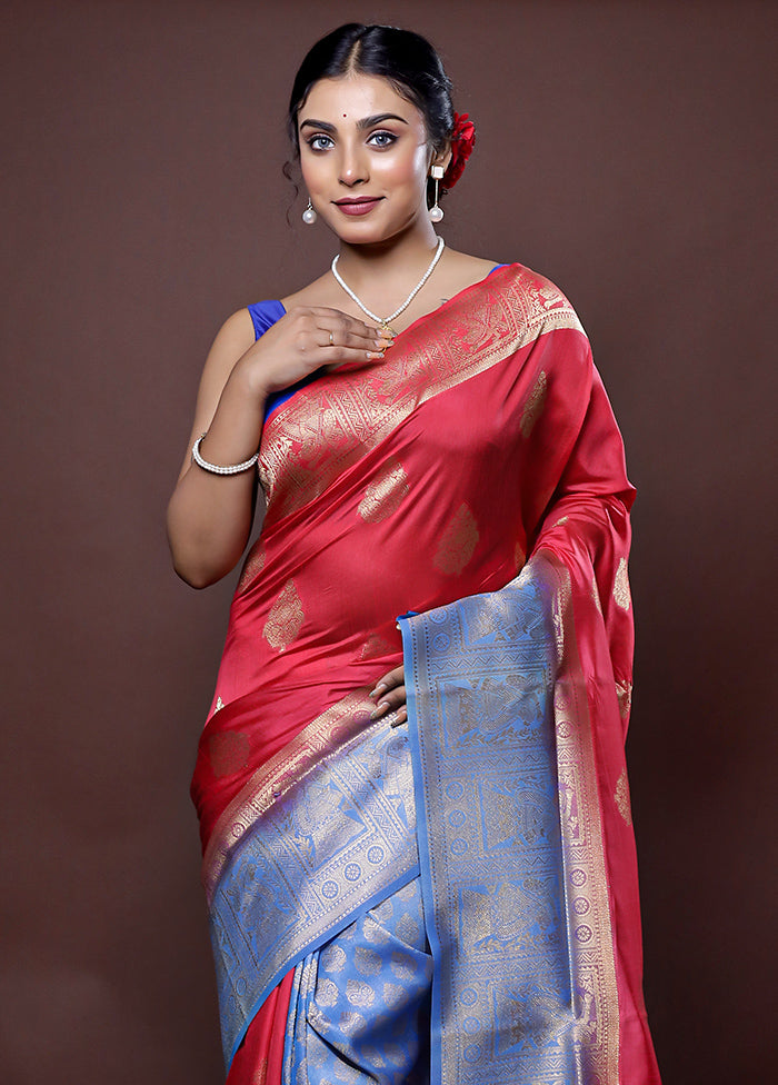 Pink Dupion Silk Saree With Blouse Piece