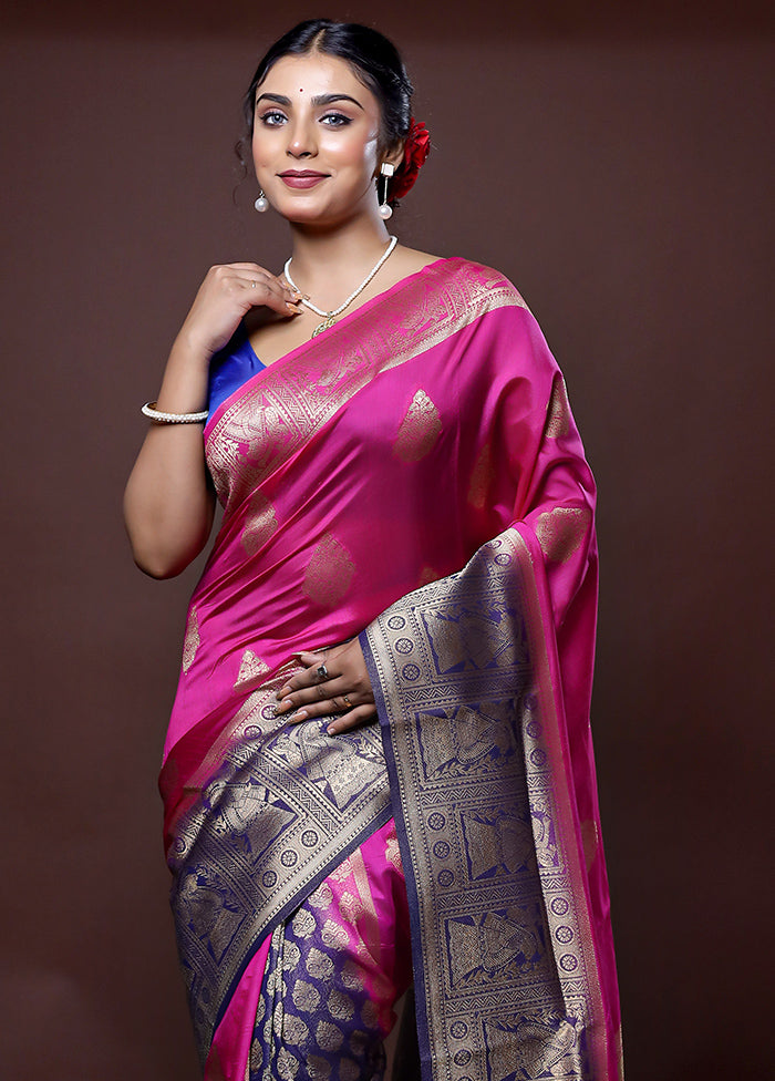 Pink Dupion Silk Saree With Blouse Piece