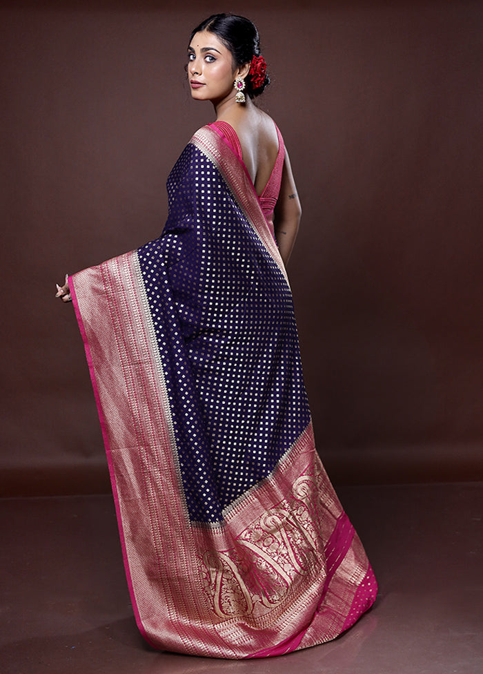 Blue Georgette Saree With Blouse Piece