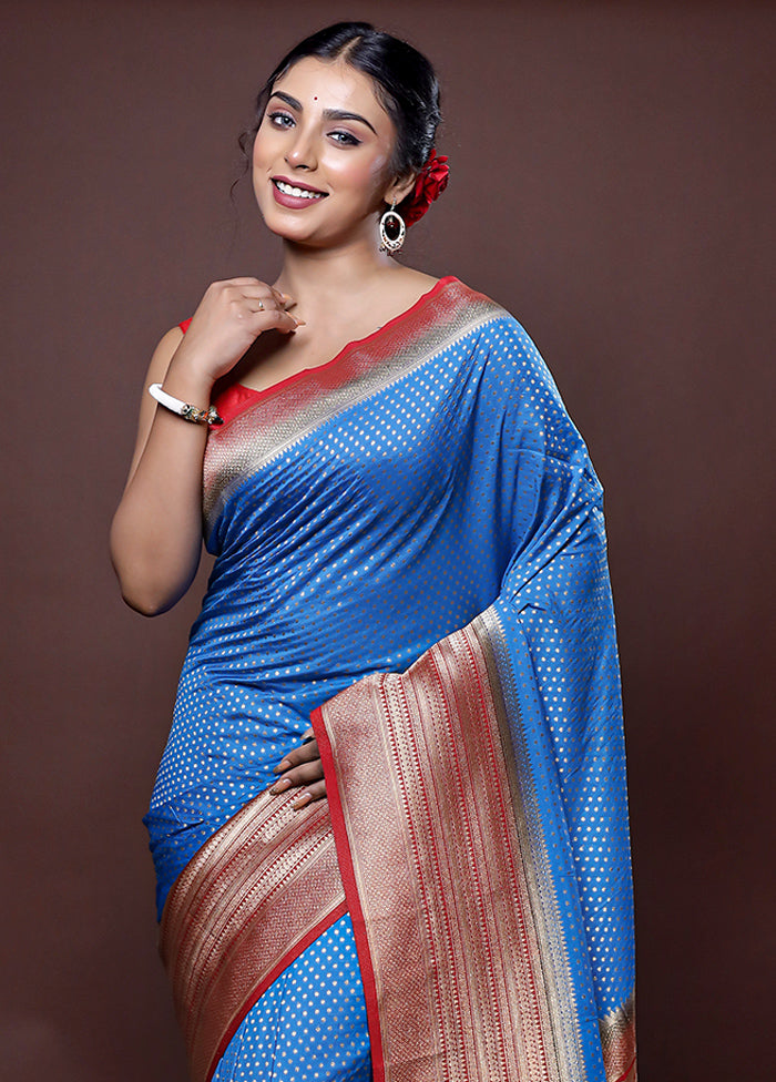 Blue Georgette Saree With Blouse Piece