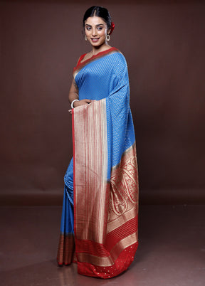 Blue Georgette Saree With Blouse Piece