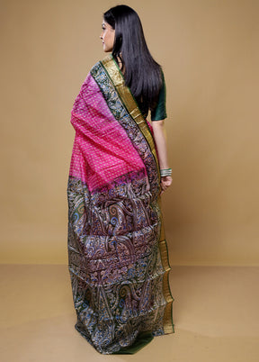 Pink Printed Pure Silk Saree Without Blouse Piece