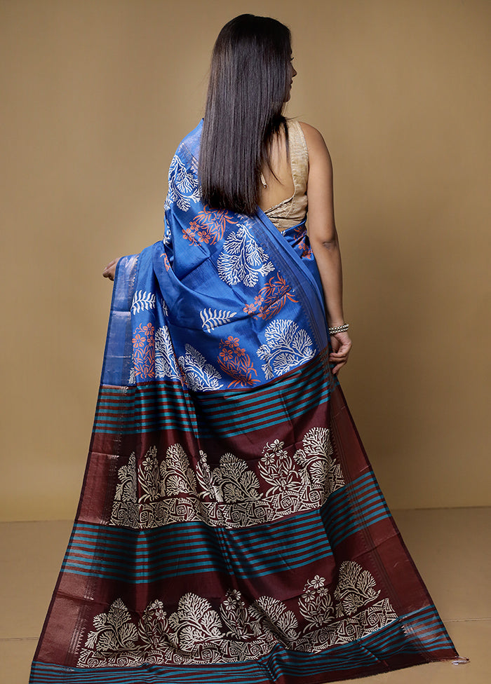 Blue Pure Bishnupuri Silk Saree Without Blouse Piece