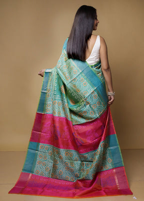 Green Pure Bishnupuri Silk Saree Without Blouse Piece