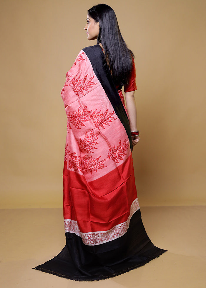 Pink Printed Pure Silk Saree Without Blouse Piece