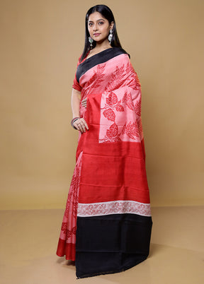 Pink Printed Pure Silk Saree Without Blouse Piece