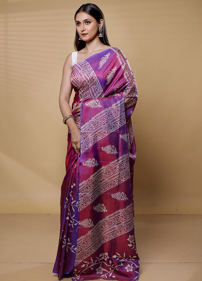 Purple Pure Bishnupuri Silk Saree Without Blouse Piece