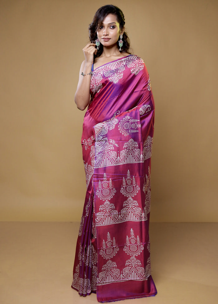 Pink Pure Bishnupuri Silk Saree Without Blouse Piece