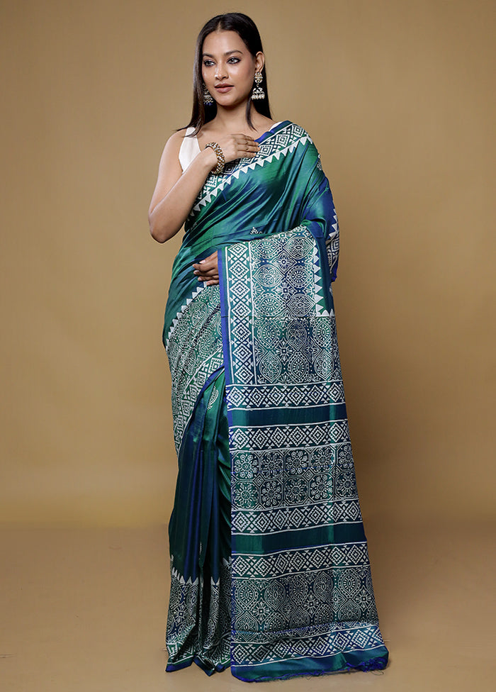 Green Pure Bishnupuri Silk Saree Without Blouse Piece