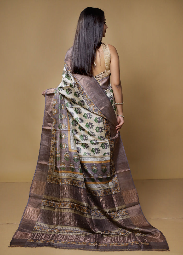 Multicolor Tussar Silk Saree With Blouse Piece