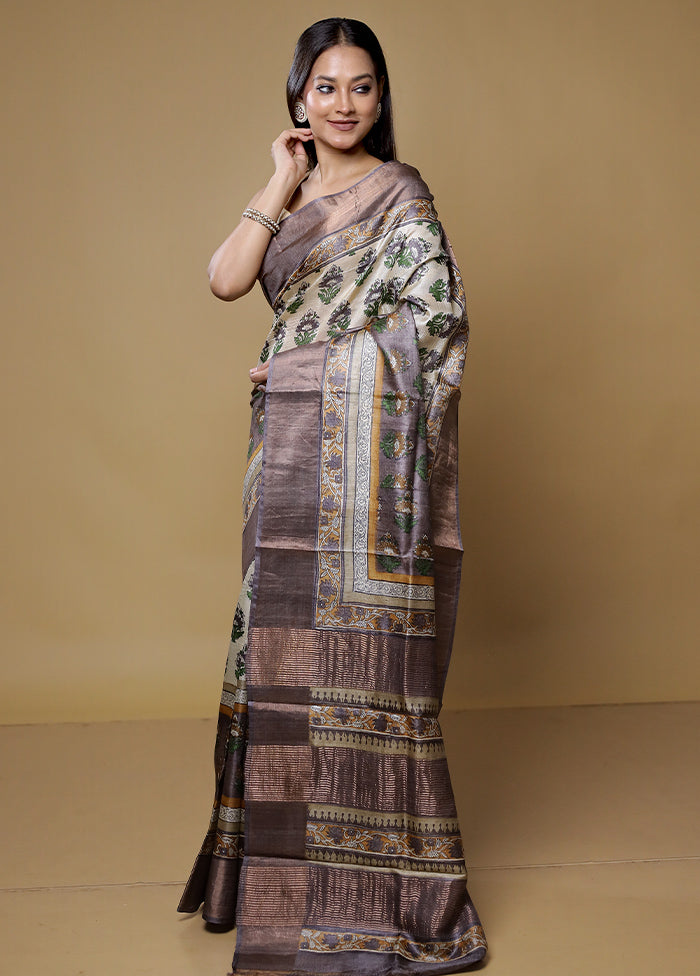 Multicolor Tussar Silk Saree With Blouse Piece