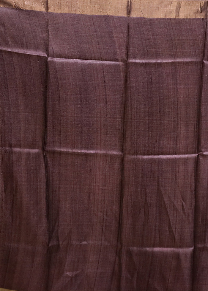 Cream Tussar Silk Saree With Blouse Piece