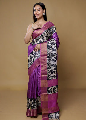 Multicolor Tussar Silk Saree With Blouse Piece