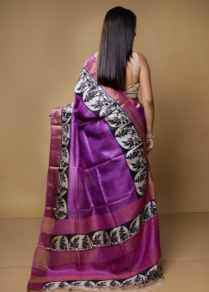 Multicolor Tussar Silk Saree With Blouse Piece