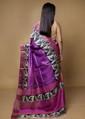 Multicolor Tussar Silk Saree With Blouse Piece