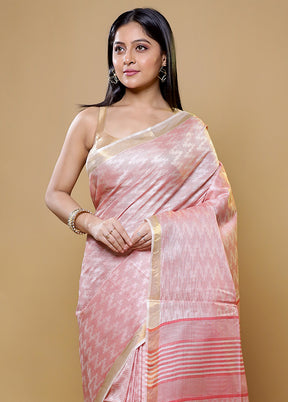 Cream Tussar Silk Saree With Blouse Piece