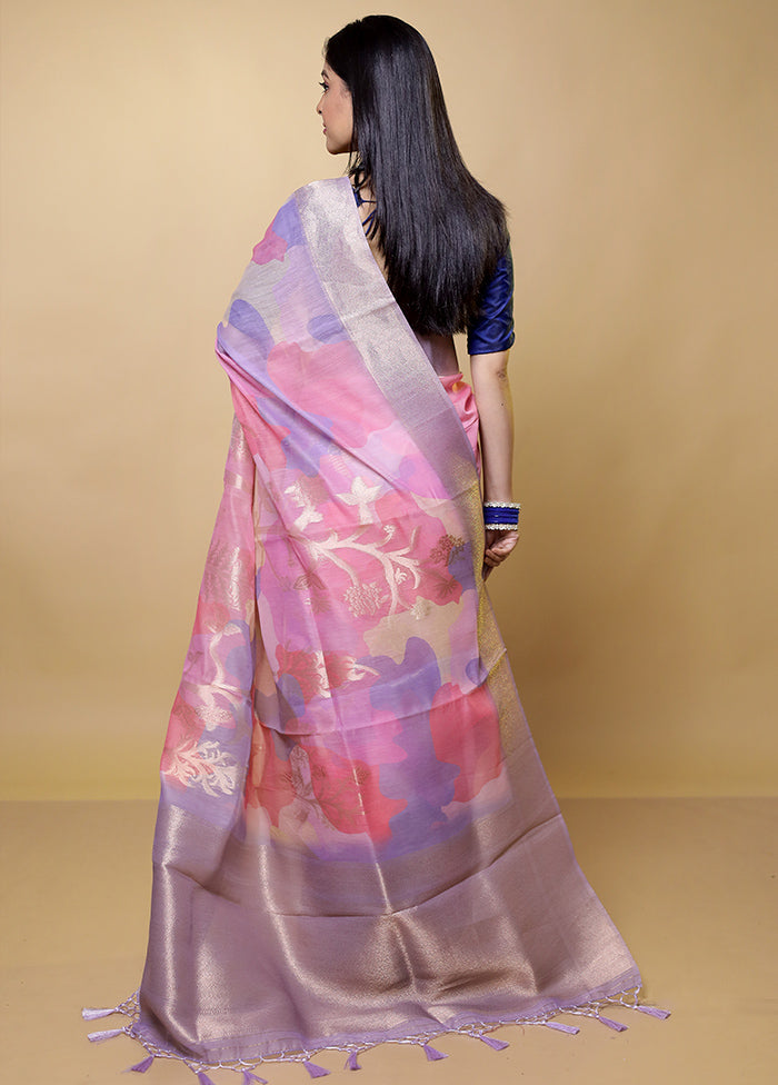 Pink Organza Saree With Blouse Piece