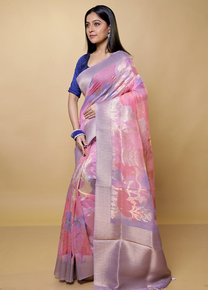 Pink Organza Saree With Blouse Piece