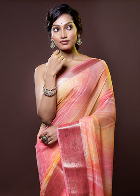 Rust Chiffon Silk Saree With Blouse Piece