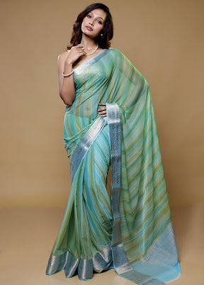 Green Chiffon Silk Saree With Blouse Piece