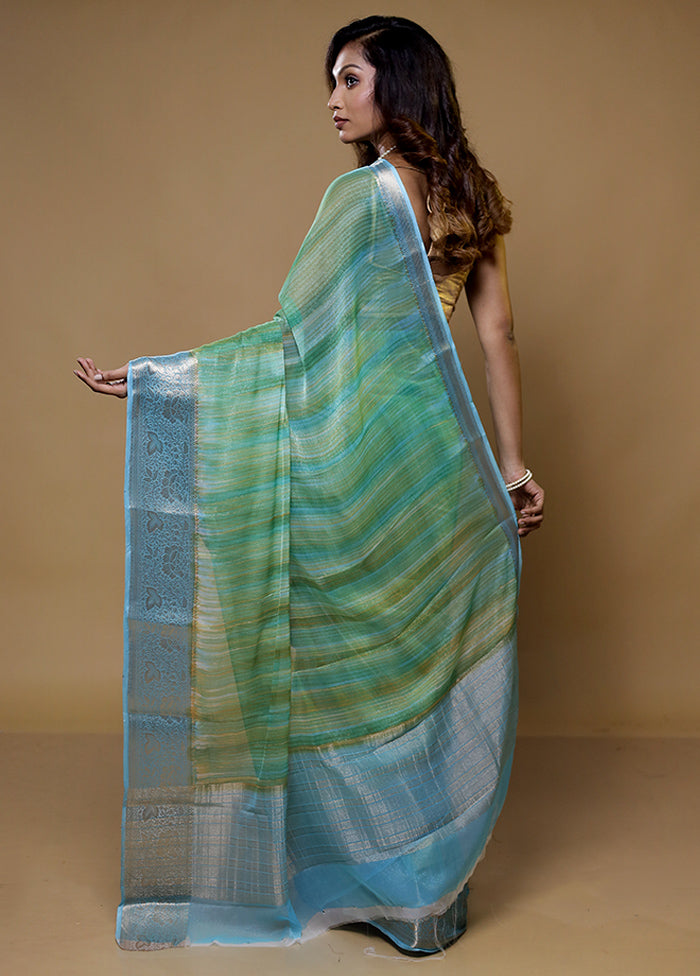 Green Chiffon Silk Saree With Blouse Piece