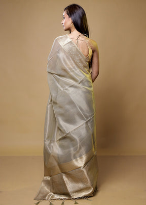 Grey Linen Silk Saree With Blouse Piece