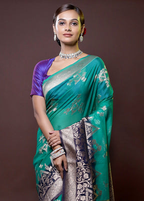 Green Organza Saree With Blouse Piece