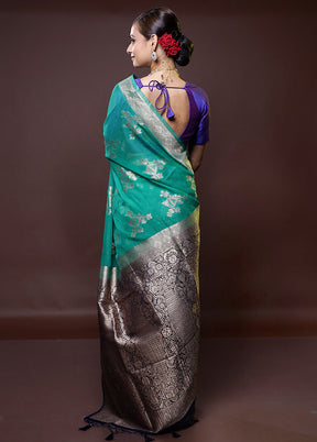 Green Organza Saree With Blouse Piece