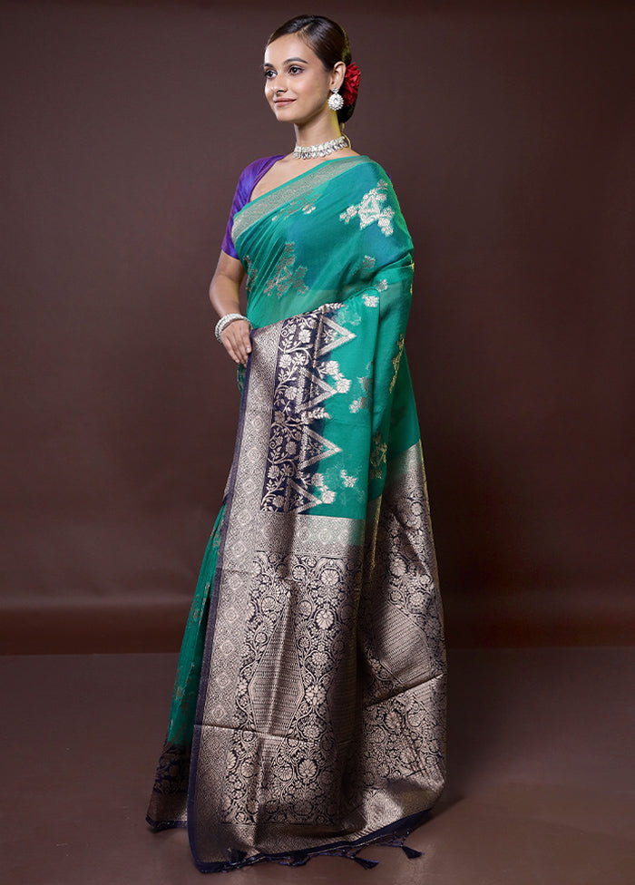 Green Organza Saree With Blouse Piece