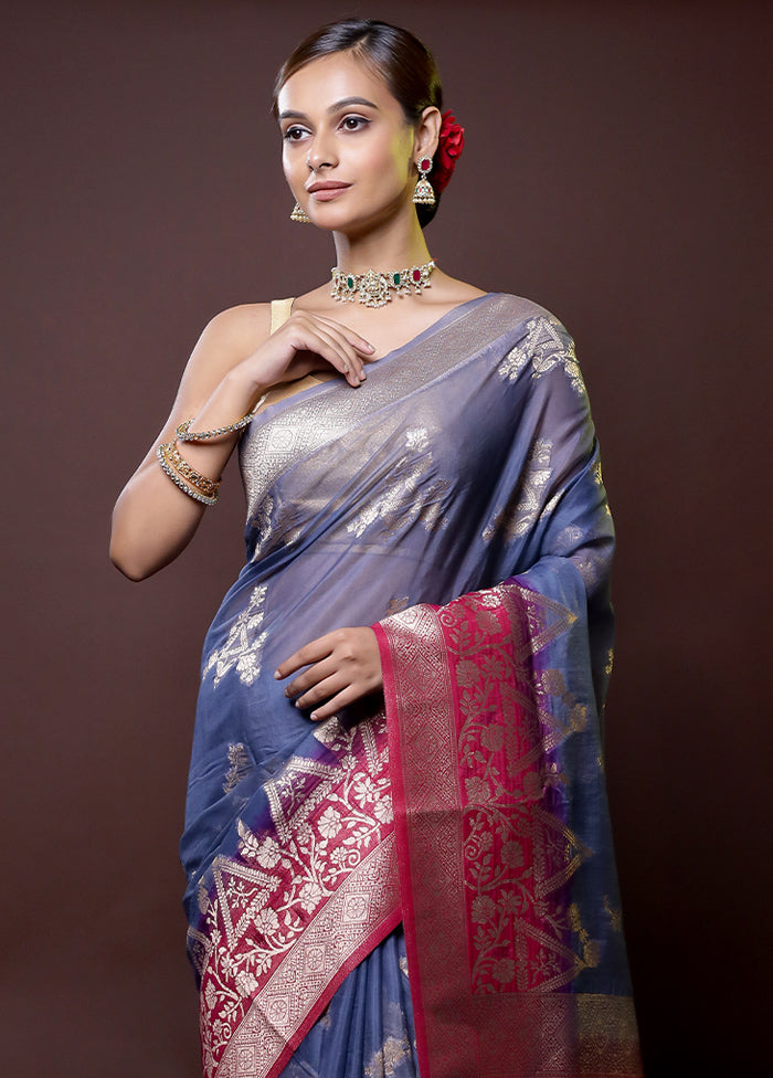 Grey Organza Saree With Blouse Piece