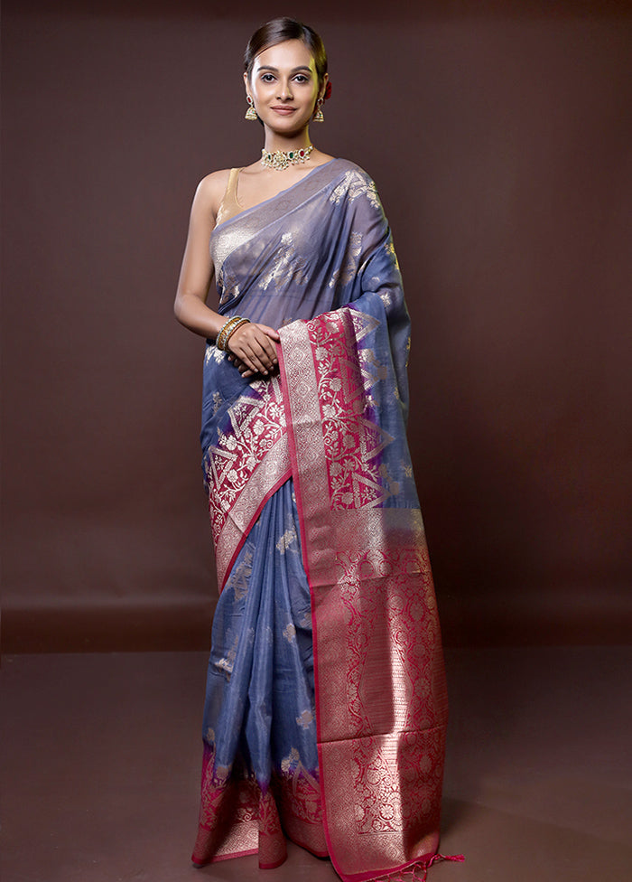 Grey Organza Saree With Blouse Piece