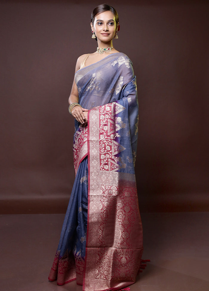 Grey Organza Saree With Blouse Piece