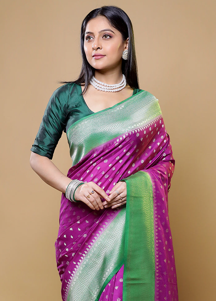 Purple Dupion Silk Saree With Blouse Piece