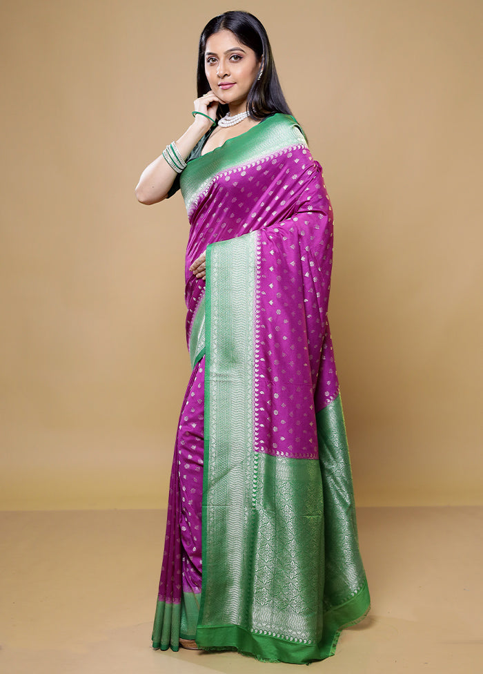 Purple Dupion Silk Saree With Blouse Piece