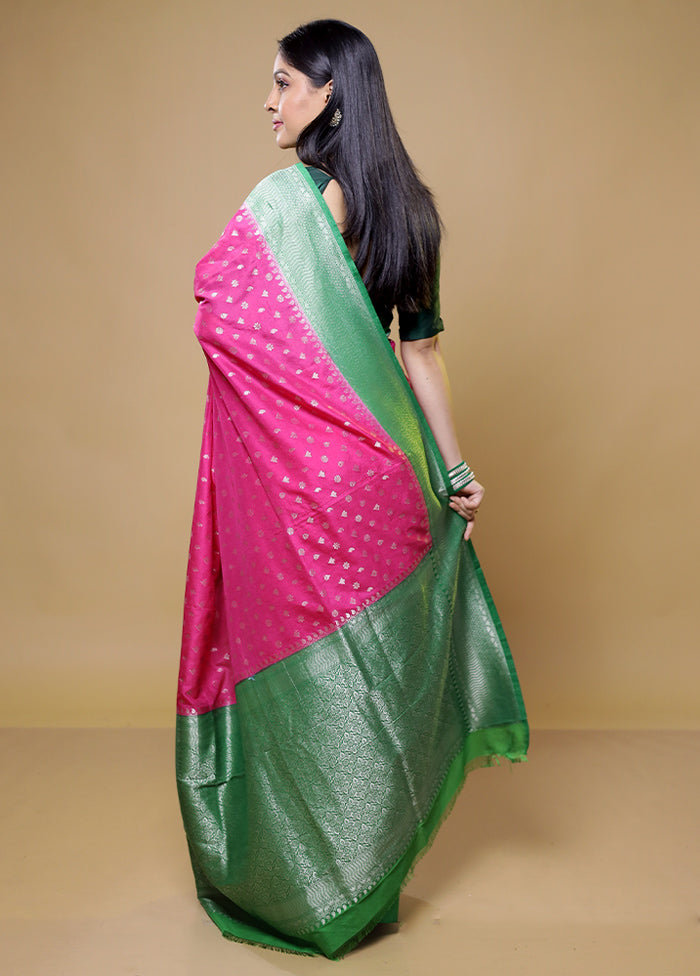 Pink Dupion Silk Saree With Blouse Piece