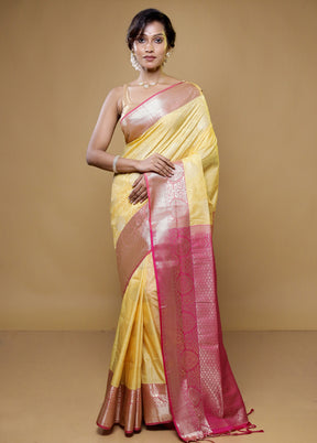 yellow Kanjivaram Silk Saree With Blouse Piece