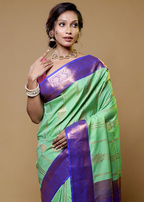 Green Kanjivaram Silk Saree With Blouse Piece