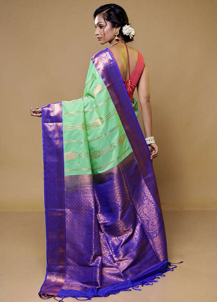 Green Kanjivaram Silk Saree With Blouse Piece